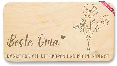 Frühstücksbrettchen Holz Natur - Frühstücksbrett Beste Oma I Danke Oma Geschenke I Dankeschön Geschenkidee Omi Weihnachten I Geburtstag - 22x12 - Holz - brettchen großmutter geschenk omas