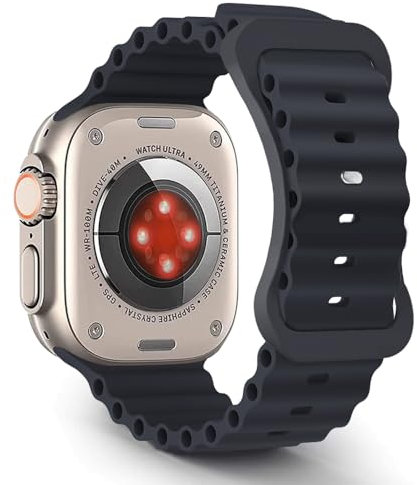 Aizgalxor Bracelet en Océan Compatible avec Apple Watch Ultra 49mm 46mm 45mm 44mm 42mm(Series 3/2/1), Bracelet en Silicone Compatible avec iWatch Ultra 2/Series 10/9/8/7/6/5/4/3/2/1/SE