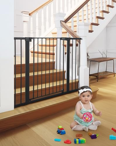 COMOMY 91,4 cm extra hohes Babygitter für Treppen, Türen, passend für Öffnungen von 74,9 cm bis 116,8 cm breit, automatisches Schließen, extra breites Hundegitter für Haus, druckmontiert, einfaches