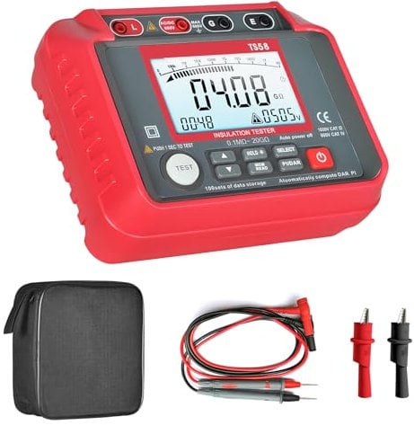 AIOMEST Tester di resistenza di isolamento digitale, megohmmetro del misuratore di isolamento LCD TS58 250/500/1000 V DC/AC 600 V, 0.1 MΩ ~ 20GΩ megaohmmetro digitale