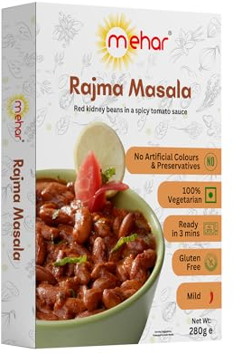Mehar's Ready to Eat Rajma Chawal 280g Pack of 3 | Authentic Rajma Flavor | Ready to Eat Meal, Indian Cuisine, Convenient Microwave Meals, | Ready to Heat!