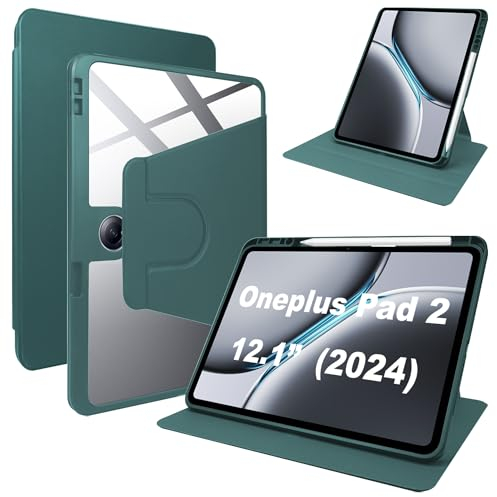 Lemxiee PU Leder Case für Oneplus Pad 2 & Oppo Pad 3 Pro hülle mit Stiftschlitz/Drehständer/Kratzfest,PU Leder + Acryl Hülle für Oneplus Pad 2 & Oppo Pad 3 Pro (2024) 12.1 Cover