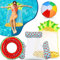Edmirfun 4 Packs Inflatable Pool Float Set with 2 Water Hammock, Swimming Ring, Beach Ball, Portable Floating Bed Lounge Chair, Perfect for Summer Pool Party Decorations,Summer Gift For Kids