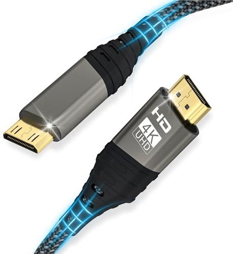 Mini HDMI vers HDMI Câble 2M,4K@60HZ 1080P HDMI vers Mini HDMI Tresse en nylon Prend en charge Ethernet,UHD,3D,HDR,ARC,Mini HDMI Compatible avec Nikon D7100 Canon EOS RP/R,Raspberry Pi Zero/Zero W etc