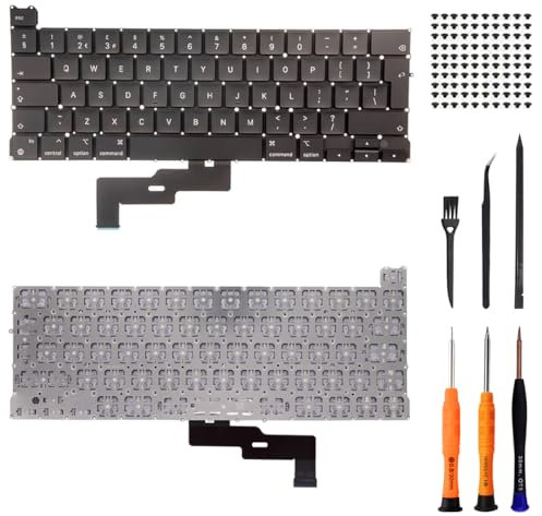 ZHUROUPU Ersatztastatur UK-Layout für MacBook Pro 13“ mit Retina A2338 Late 2020 Year (EMC 3578) mit Tastaturschrauben und Reparaturwerkzeug, UK Standard Tastatur mit großer Eingabetaste Ersatz