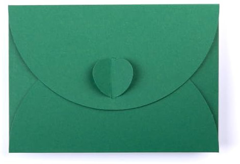 PresentFill® Briefumschläge (25 x Stück) DIN C6 ohne Fenster mit Herz Verschluss in Smaragd Grün - aus 210 / gm² starkem 100% Recycling Vintage Kraftpapier im Format 162 x 114 mm