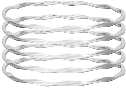 JJDreams5 Stück Silber Plattiert Stacking Bangles, Chunky Armreif, für Jubiläen, Geburtstage oder Besondere Anlässe