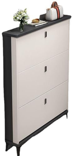 Freestanding Grey Shoe Cabinet with 3 Flip Drawers for Entryway and Living Room Slim Storage Organizer for Hallway 70cm Wide