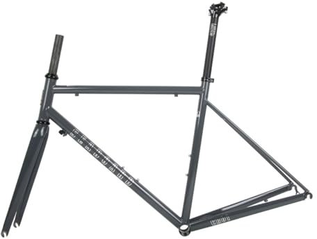 44cm 47cm 50cm 53cm 56cm Bike Frameset 700C Road Bike Frame Chrome-molybdenum Steel C/Rim Brake Frame With Carbon Fork F100mm R130mm QR BSA BB68mm(Gray B,44cm)