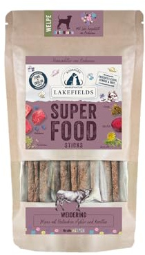 Lakefields SUPERFOOD Sticks | Premium Hundeleckerli für Welpen | Rind 61% | 130g | Getreidefreie & nährstoffreiche Hunde Snacks | Mit Roter Beete & Heidelbeeren | Entwickelt mit Tierärzten