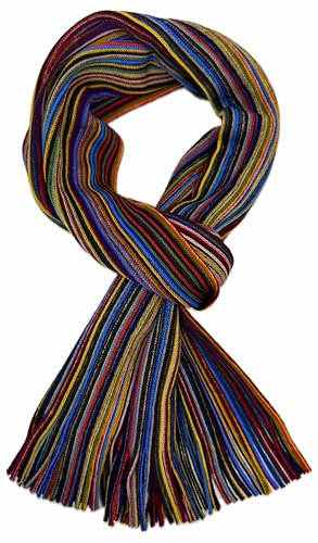 Wollschal Strickschal Herrenschal Schal Unisex 100% Wolle gestreift bunt mehrfarbig
