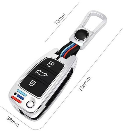YJJSM Auto Schlüsselgehäuse für Audi Q2,Klasse TPU Schlüsselhülle Schlüsselanhänger Autoschlüssel Hülle Schlüsselbox Cover Autozubehör,Type B-Silver