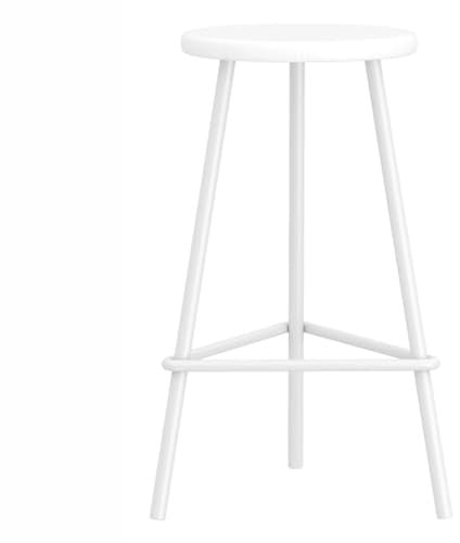 Taburetes de bar de desayuno de estilo industrial para encimera de isla de cocina, juego de 2 taburetes redondos de 26 pulgadas de altura, color blanco, perfectos para decoración de balcón o sala de