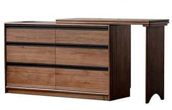 EINES Makeup Table Vanity Table Dressing Table Wooden Bedroom Six Drawers Storage Cabinet Living Room Storage Desk Vanities