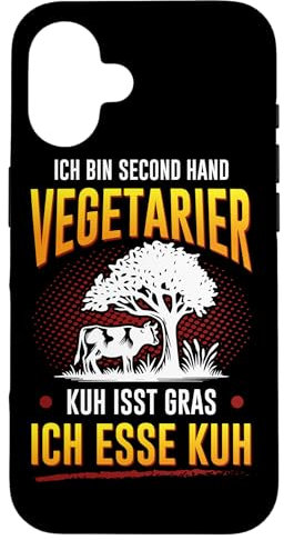 Ich bin Second Hand Vegetarier Fleisch Kuh Ernährung Grilln Hülle für iPhone 16