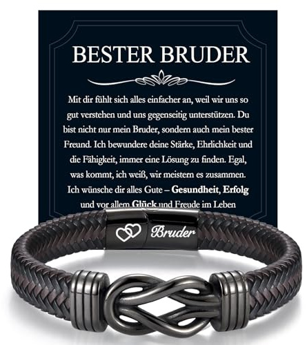 EYQV Bruder Geschenk, Bester Bruder Geschenke, Großer Kliener Bruder Armband mit Gravur, Geschenkideen für Meinen Bruder von Schwester zum Geburtstag Abschluss Jugendweihe Weihnachten Kommunion