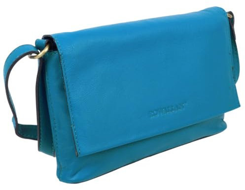 Rowallan of Scotland Ladies Bright Leather Mini Cross Body Bag - Blue