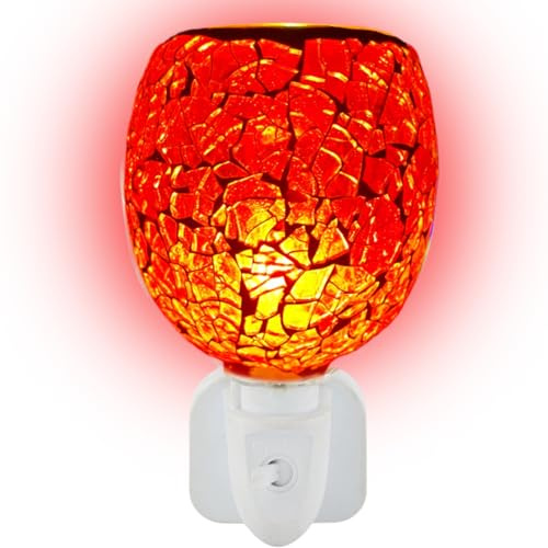 Elektrische Duftlampe mit Nachtlicht, Wachswärmer & Aromalampe für Duftwachs & ätherische Öle, Steckdosenlampe aus Glas, dekorative Duftlampe Sunset für Schlafzimmer, Büro, Yoga & Zuhause (Rosa)