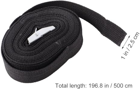 GARVALON Cargo Straps with Zinc Alloy Fastening Buckle 2.5Cm X 5M Polyester Cargo Fixing Bands 2Pcs Black Tie Down Tow Ropes for Motorcycle