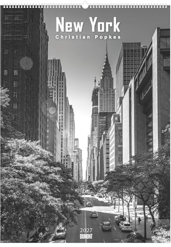 New York 2027: Wandkalender 50x70 cm mit 12 Stadtfotografien in Schwarz-Weiß von Christian Popkes und sprachneutralem Kalendarium