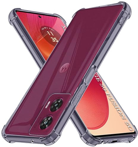Techsuit für Motorola Edge 50 Fusion Hülle mit Soft Touch, Vergilbungsfrei Material, Stoßfest, Luftkissen Ecken, Erhöhte Kanten, Kabelloses Laden Kompatibel, Shockproof Clear Silicone, Rauchschwarz