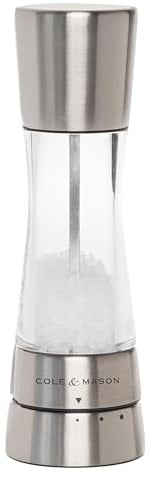 COLE & MASON Derwent Salt Grinder - Stainless Steel Mill Includes Gourmet Precision Mechanism and Premium Sea Salt