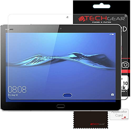 TECHGEAR Screen Protector for Huawei MediaPad M3 Lite 10 - Ultra Clear Screen Protector Guard Cover with Screen Cleaning Cloth & Application Card