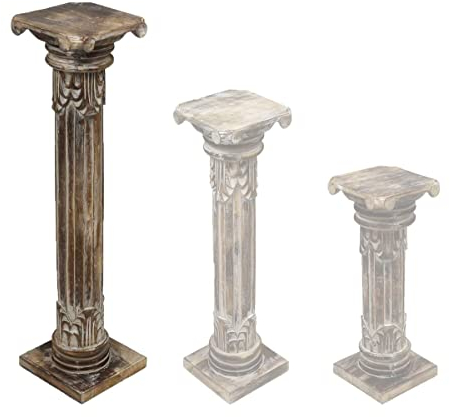 Oriental Galerie Säule Blumensäule Dekosäule Ständer Sockel Podest Blumenständer Holz Braun/Brownwash 60 cm