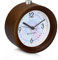 Navaris Analog Holz Wecker mit Snooze - Retro Uhr Rund mit Design Ziffernblatt Alarm Licht - Leise Tischuhr Ohne Ticken - Naturholz in Dunkelbraun