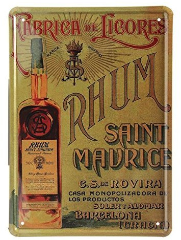 Froy Rhum Saint Maurice Cartel de Chapa de Pared Cartel de Hierro Retro Pintura Placa de Chapa Vintage Arte Personalizado Creatividad Decoración Artesanías para Cafe Bar Garaje Hogar