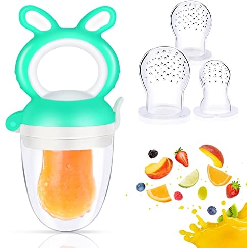 Oladwolf D'alimentation Pour Bébé Tétine en Silicone Grignoteuse, Tétines en Sans Bpa en 3 Tailles, Sucette Pour Fruit Bebe 3 Mois (Vert)