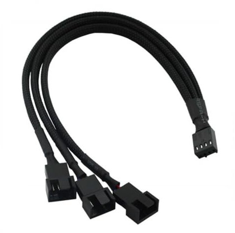 NMD&LR PWM Fan Splitter Cable, 4 Pin Fan Splitter CPU 4PIN PWM Cooling Fan 1 To 3 Adapter Cable, 27CM