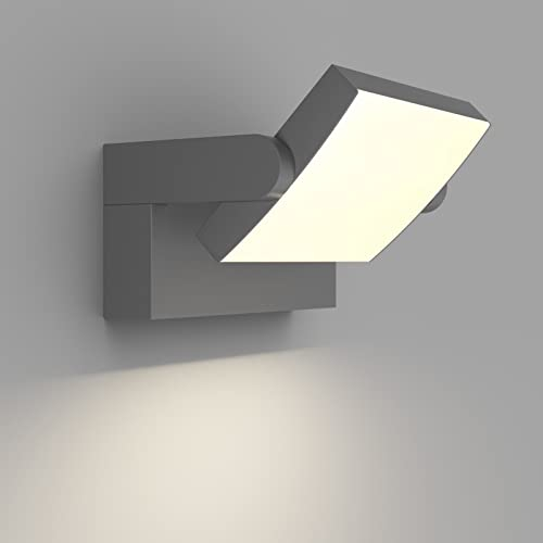Klighten 24W Wandleuchte Aussen Innen, Wasserdicht IP65 Außenwandleuchte Modern Wandlampe mit Schwenkbar LED Panel Außenlampe für Terrasse Eingang, 1500 Lumen, Dunkelgrau, Natürliches Weiß 4000K