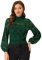 Allegra K Damen Spitze Spitzenbluse Langarm Stehkragen Rüschen Blumen Top Bluse Limonengrün XL