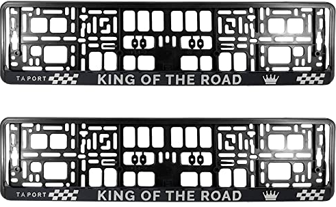 PAIR (2PCS) TAPORT KING OF THE ROAD 3D Car Registration License Number Plate Surround Holder Frame Surround
