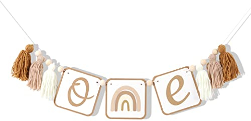 Boho Regenbogen Hochstuhl Banner für 1 Geburtstag - Boho Regenbogen Quaste Banner, Hochstuhl Banner 1. Geburtstag Mädchen, Regenbogen Geburtstag Dekorationen