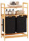 YOUDENOVA Panier à linge en bambou avec 2 étagères et 2 sacs à linge extensibles pour chambre à coucher, salle de bain ou buanderie, 93 x 64 x 33 cm, noir