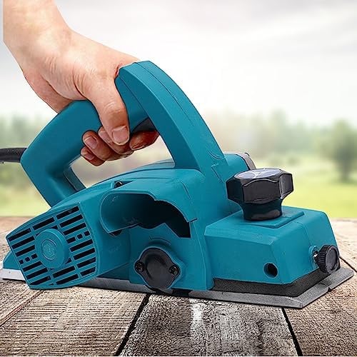 Electric Wood Planer, Home and Garden Electric Planer, 220V 800W Portable Wood Planer, Hand Hold Wood Surface Planing Tool, Self-Locking Switch Design, Adjustable Cutting Depth
