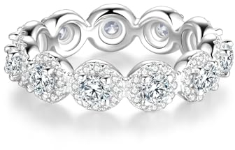 Lisandra Scott Shiny Bella Ring aus 925 Sterlingsilber, Zirkonia Steine rundherum mit Glitzer Highlight, Modern und Funkelnd Silberring für Damen und Frauen (Silber, 54)