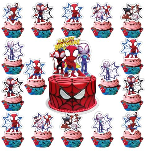 25 Pcs Spider Cake Toppers - Spider Cake Decorations for Kids' Birthday Parties