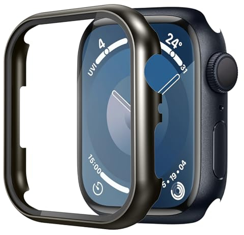 BIRDTOBR Cover Compatibilità con Apple Watch Series 9/8/7 45mm, Custodia PC Rigida con Vetro Temperato, Protezione Totale per iWatch