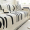 Bishilin Überzug Sofa Ecksofa 180x180, Sofabezug 1 Sitzer rutschfest Schwarz Gestreift mit Quasten Couchbezug Katzenschutz Universal