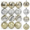 Arborus 12 Stück Weihnachtskugel 8 cm Weihnachtsbaumkugeln Set Kunststoff Christbaumkugeln Geriffelt Dekokugeln Champagner Christbaumschmuck Weihnachtsbaumschmuck Türkranz Deko Weihnachtsdeko