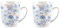 GENEVIEVE LETHU 540696 - Set di 2 tazze da 35 cl, in porcellana, collezione MATAKI, colore: bianco-blu-oro, tazza da caffè, tè, tisana in scatola