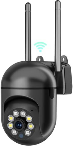 LuLuanping Cámara Vigilancia WiFi Exterior 360°, Cámara IP Vigilancia de Seguridad, AI Detección de Humana, Seguimiento Automático, Sirena, Visión Nocturna Color, Audio Bidireccional (Negro)