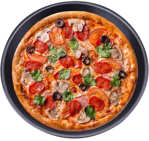 Pizza Pan, Pizza Tray, 8 Inch (20cm) Non Stick Coating Oven Round Crisper, Pizza Baking Tray, Pizza Trays - Fridge, Freezer & Dishwasher Safe for Baking,Pie Dish, Round Deep Flan Dish, Quiche Dish