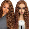 Hxxcoup Peluca de Encaje Marrón Claro - Cabello Humano Natural, Larga, Sin Pegamento, Onda de Agua, 13x4 Frontal, Listo para Usar, #30, 26 Pulgadas