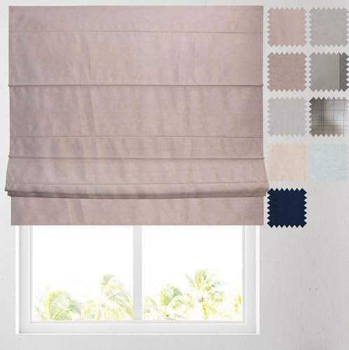 Barnes Blinds - Soft Textured Ara Blackout Roman Blinds -Durable Fittings Easy Fit (Blush Pink 183cm)