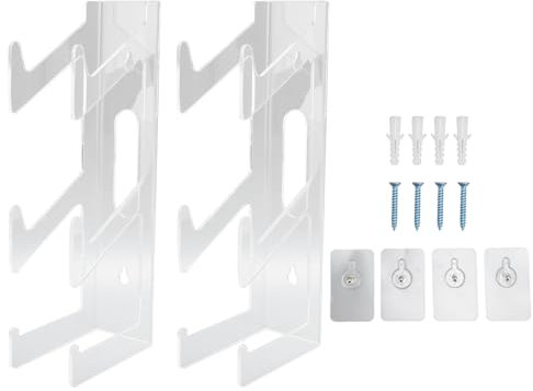2Pcs Controller Holder Headset Stand, 3 Tier Clear Wall Mounted Acrylic Gaming Controller Stand, Dual Game pad Controller Headphone Hanger for Gaming Accessories