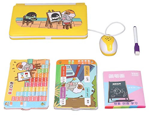 Tbest Ordinateur Portable pour Enfants Préscolaire, Ordinateur Portable éducatif et Bilingue Effets Sonores éducatifs Anglais Mathématiques Orthographe Préscolaire